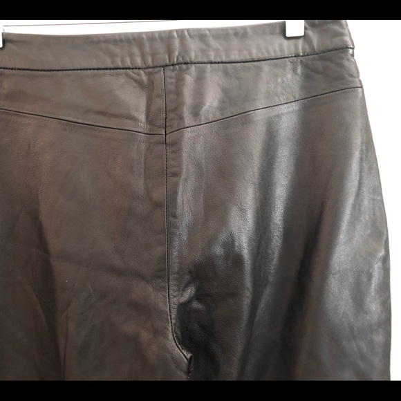 Vtg Black Leather Capris Andrew Marc SZ 10 - Picture 5 of 8